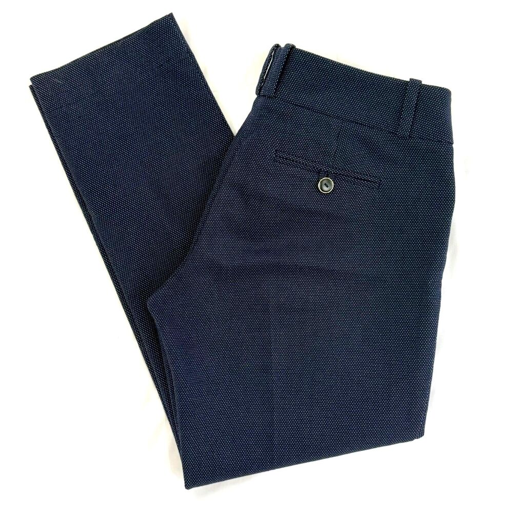 The Limited Women's Marissa Fit Navy Blue Textured Dot Slim Ankle Pants Size 4